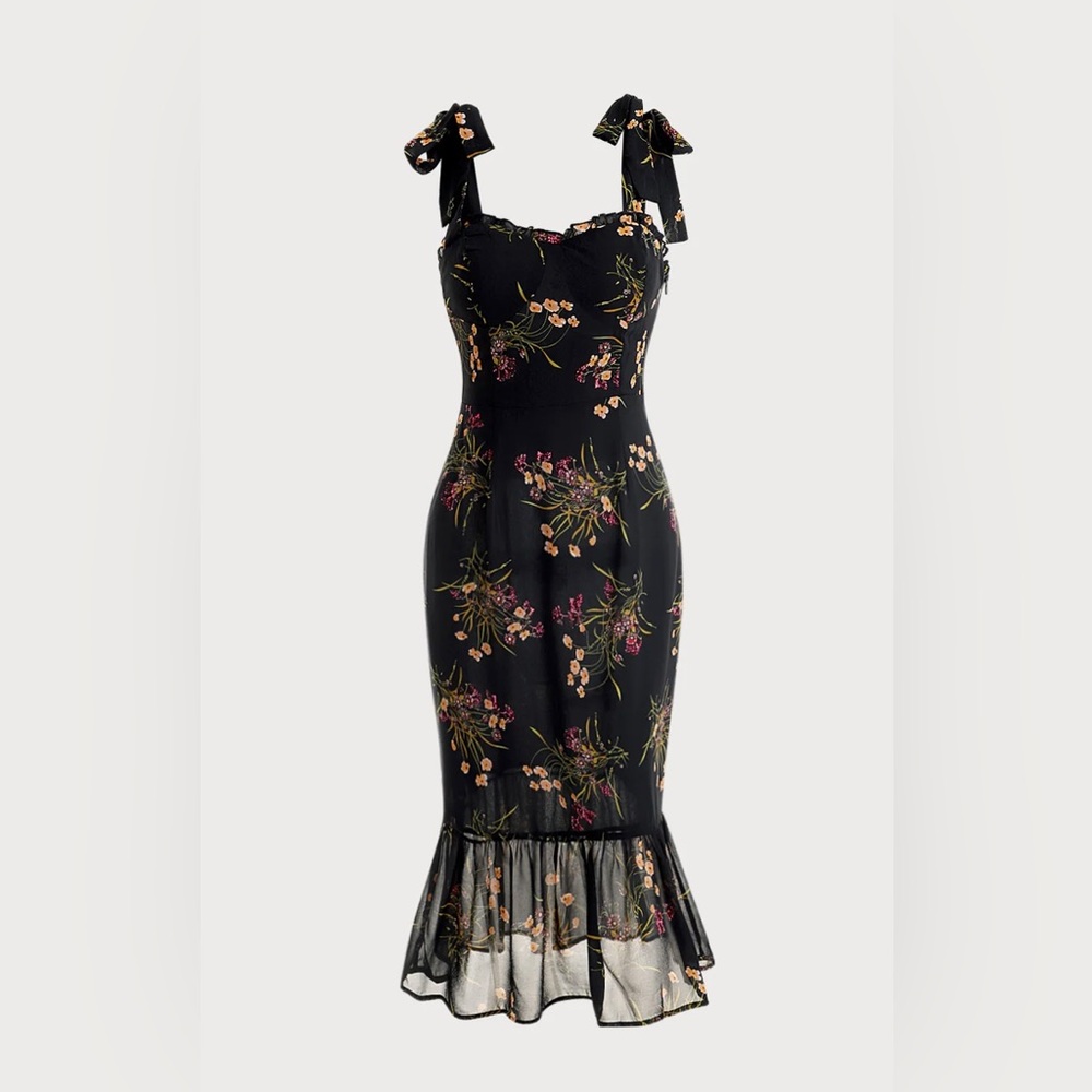 Floral Dress with tie up shoulder straps